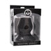 Black tunnel-shaped anal plug in clear display box with Master Series branding