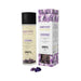 Bottle and box of EXSENS Amethyst Sweet Almond organic massage oil with amethyst stones displayed outside the bottle.