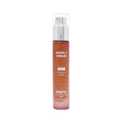 EXSENS Angel's Dream Rhodiola Rosea body mist in a sleek 15ml spray bottle with clear cap and amber gradient design.