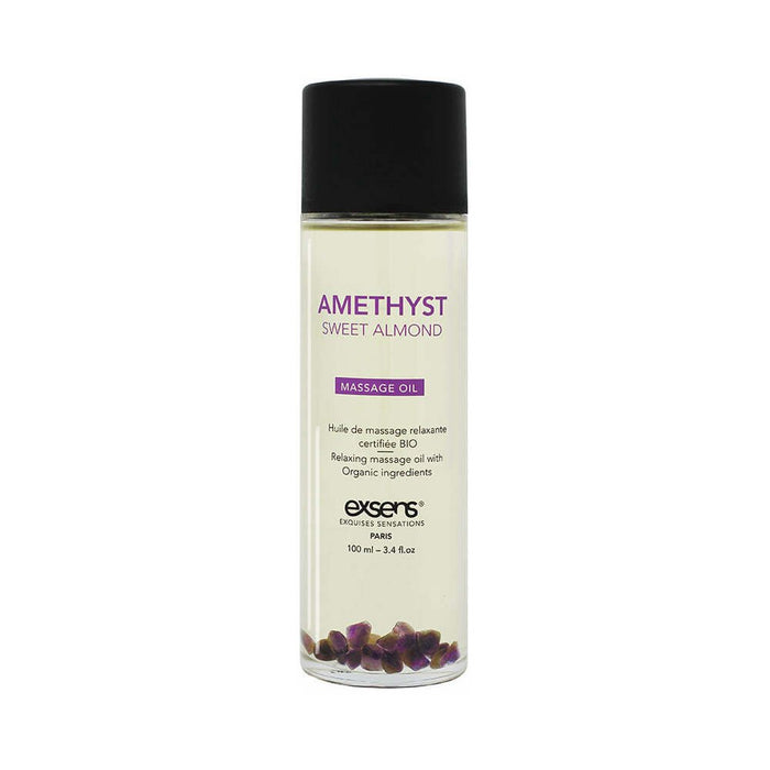 EXSENS of Paris Organic Massage Oil w/Stones - Amethyst Sweet Almond - SexToy.com