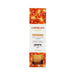 EXSENS Carnelian Apricot organic massage oil box with orange geometric design and crystal window, 100ml bottle inside
