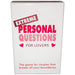 Box of Extreme Personal Questions For Lovers card game with bold red and pink text on white background.