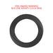 Black silicone infinity cock ring shown on white background with promotional text above.