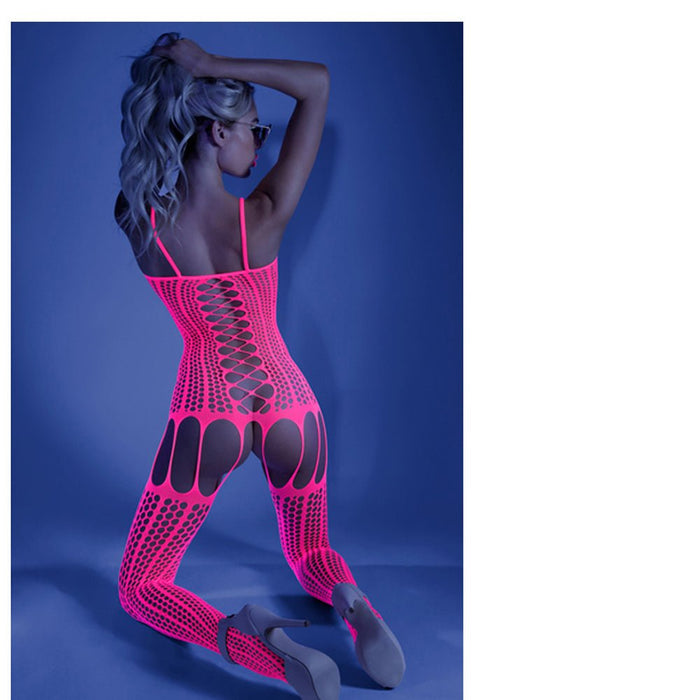 Fantasy Lingerie Glow Hypnotic Criss-Cross Paneled Bodystocking - SexToy.com