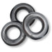 Three metallic gray jumbo cockrings made of soft, stretchy Flextpr material arranged on a white background.