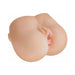 Compact realistic bubble butt stroker with dual entrances in soft, lifelike material for portable pleasure.