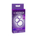 Purple packaging of Fantasy C-Ringz Silicone 3-Ring Stamina Set by Pipedream with three purple silicone rings displayed.