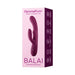 Femme Funn Balai side-to-side swaying rabbit vibrator in deep purple with dual stimulating heads shown on packaging.