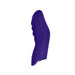 Dark purple ergonomic wearable finger vibrator with textured ridges and smooth silicone finish.