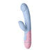 Blue and pink Femme Funn Ffix Rabbit vibrator with dual stimulation design and control buttons on handle.