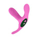 Pink Femme Funn Ossia wearable vibrator with textured and smooth silicone arms and a black control panel with power button.