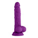 Purple Turbo Baller 2.0 vibrator with realistic texture and suction base, standing upright on white background.