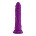 Purple realistic textured silicone vibrator with a flared base and control buttons on the shaft.