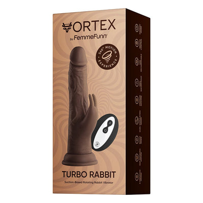 Packaging box of the Femme Funn Turbo Rabbit vibrator featuring the product image and wireless remote control.