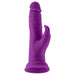 Purple silicone wireless Turbo Rabbit vibrator with dual stimulating heads and textured shaft.