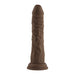 Brown wireless turbo shaft vibrator with realistic texture and suction base, made from premium silicone.