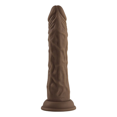 Brown realistic textured silicone shaft with suction base from Femme Funn Vortex Series.
