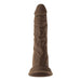 Brown wireless silicone shaft with textured surface and control buttons on the base, designed for versatile pleasure.
