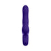 Dark purple triple action rabbit vibrator with ergonomic handle and curved tip for G-spot stimulation.
