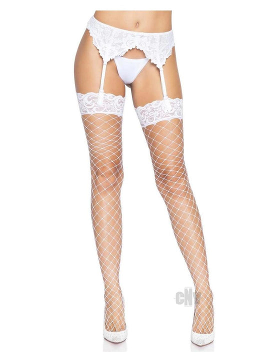Fence Net Stocking Lace Top Os Wht - SexToy.com