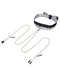 Fifty Shades of Grey satin collar with black lace trim and adjustable silver nipple clamps connected by chains.