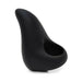 Black silicone finger vibrator with a curved, rounded tip designed for precise stimulation.