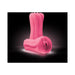 Pink Firefly Yoni Glow in the Dark silicone stroker with textured design on black background.