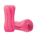 Pink silicone Firefly Yoni Glow in the Dark stroker with textured exterior and realistic opening on white background.
