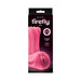 Packaging of Firefly Yoni Glow in the Dark Silicone Stroker in pink with silicone lube compatibility and glow-in-color features.