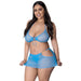 Flirty Hearts Halter Bra&#44; Flutter Skirt & G-String Set Blue Sugar 2Xl - SexToy.com