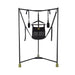 Black Fort Troff Hammock Hangar sling with adjustable straps and padded support on a sturdy tripod frame with green foot grips.