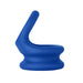 Blue flexible silicone balls stretcher and cock ring with ergonomic design and smooth texture.