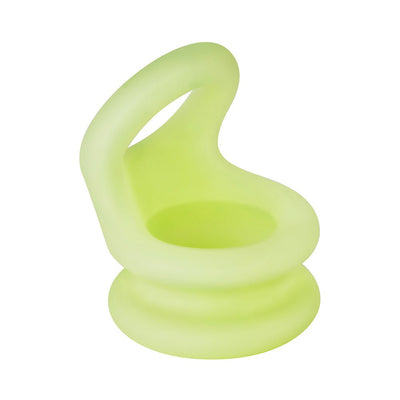 Translucent light green silicone balls stretcher ring with a smooth, flexible design.