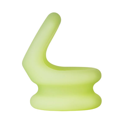 Light green flexible silicone balls stretcher with ergonomic curved design and smooth texture.