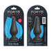 Forto F-21 medium black silicone plug with tapered tip and aluminum ring base in retail packaging front and back view.