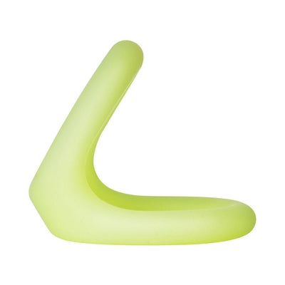 Light green double ring cock ring made of flexible liquid silicone, shown against a white background.