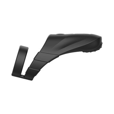 Black silicone vibrating double cockring with ergonomic design and textured stimulation points.