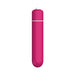 Pink compact bullet vibrator with smooth finish and white button top, 10-speed settings.