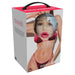 Packaging box of Bambi inflatable doll featuring a brunette in red lingerie with a window showing the doll's face.