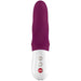 Grape-colored dual-action vibrator with ergonomic white handle and two control buttons by Fun Factory Miss Bi Rabbit.