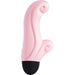 Compact pink ergonomic vibrator with curved tips and black base, designed for targeted stimulation and waterproof use.