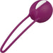 Fun Factory Smartball Uno pelvic floor training ball in white and grape with silicone retrieval loop.
