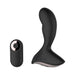 Black silicone gender fluid rumble anal vibe with ergonomic shape and matching remote control.