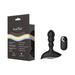 Black silicone anal vibrator with remote control and packaging featuring rainbow design and product features.