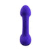 Purple silicone rechargeable plug with tapered head and rounded base for comfortable use.