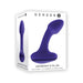 Purple silicone rechargeable plug with curved design shown on white Gender X packaging box.