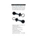 Two sleek black glass plugs with rounded heads and finger ring handles, shown with product features and dimensions.