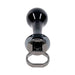 Sleek black glass plug with rounded head, tapered stem, and flared base featuring a finger ring for easy control.