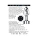 Silver mini vibrating metal plug with silicone base and control button, shown with product features and warranty text.