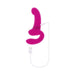 Pink dual-ended silicone vibrator with USB charging cable against white background